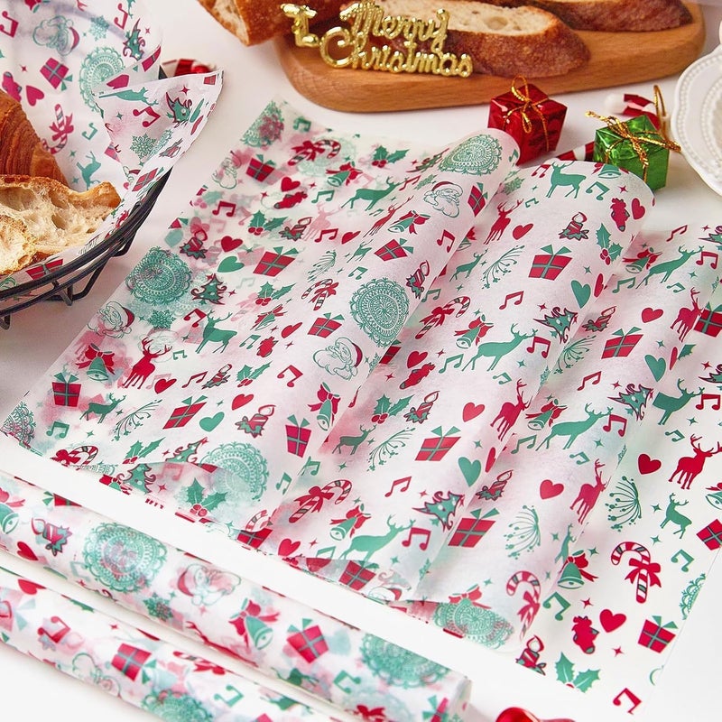 Ocmoiy 100 Sheets Christmas Wax Paper 8.6" x 9.8" Sandwich Wrapping Paper, Colored Decorative Deli Parchment Food Basket Liners for Wrapping Holiday Treats, Candy, Cookies (Reindeer) - Image 5